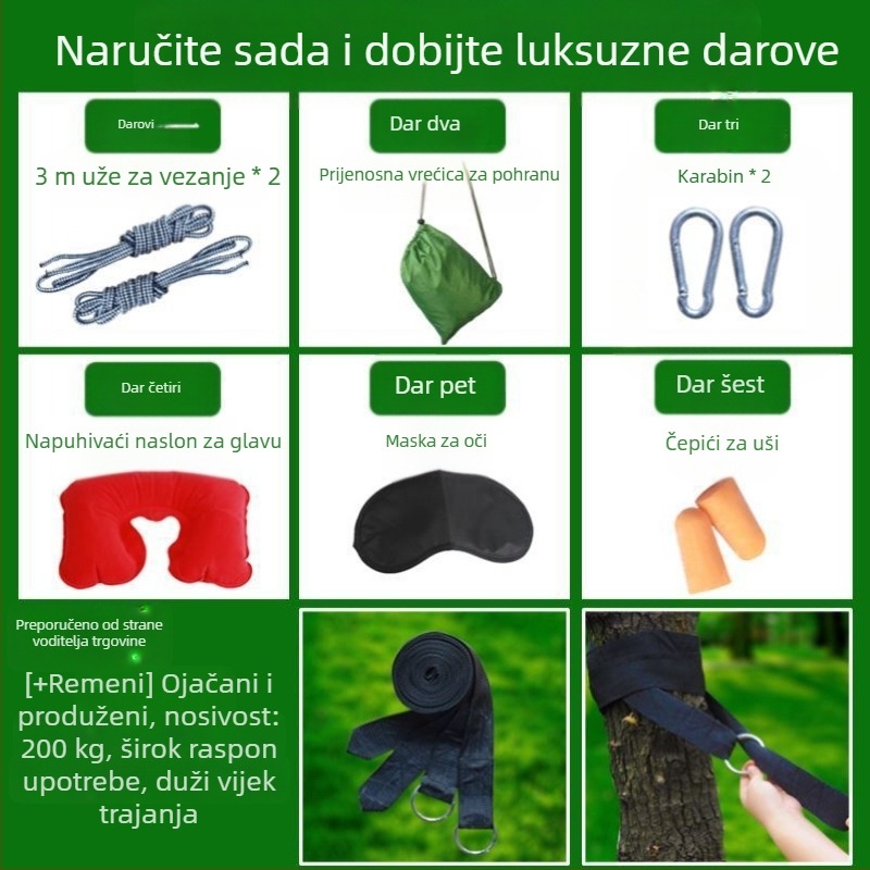 Viseća mrežasta viseća mreža od ledene svile, vanjska ljuljačka, krevet na drvetu, viseći mrežasti krevet za spavanje, ljetni krevet za ljuljanje odraslih, viseći konopac za dvostruko korištenje