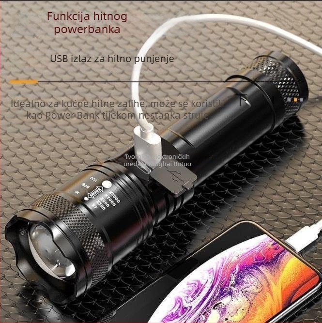 Prekogranični vanjski patrolni reflektor dugog dometa, jaka svjetiljka, prijenosna, punjač, mala teleskopska, veleprodajni reflektor P50