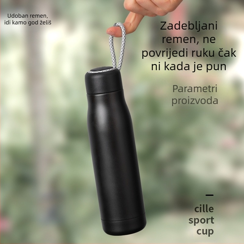 Termos šalica od nehrđajućeg čelika, kreativna šalica za vodu, sportska, velikog kapaciteta, prijenosna, jednostavna za vanjsku upotrebu