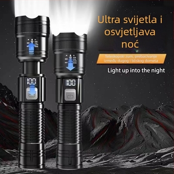 Višenamjenska punjiva prijenosna inteligentna digitalna eksplozivna volumenska daljinska zumiranje USB super svijetla svjetiljka