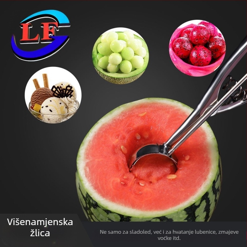 Žlica za sladoled od nehrđajućeg čelika, žlica za sladoled, kopačica voćnih kuglica, zadebljana, lako čisteća žlica za sladoled