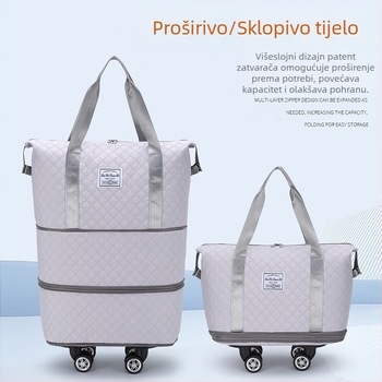 Putna torba, proširiva, sklopiva, velikog kapaciteta, univerzalna torba na kotačima s tri sloja, produžena torba za ukrcaj, torba za selidbu i pohranu