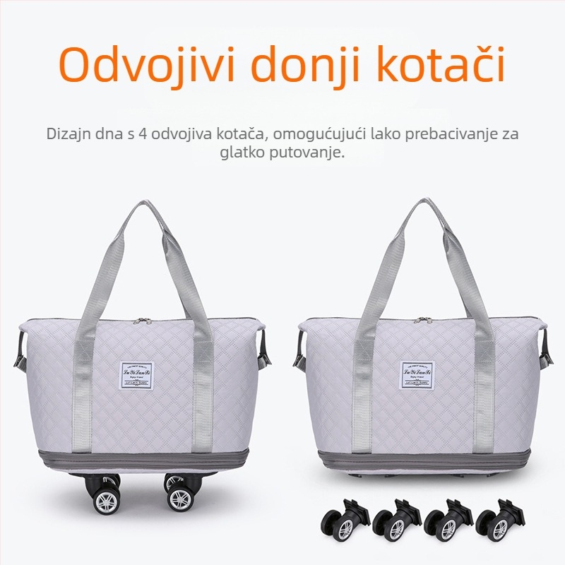 Putna torba, proširiva, sklopiva, velikog kapaciteta, univerzalna torba na kotačima s tri sloja, produžena torba za ukrcaj, torba za selidbu i pohranu