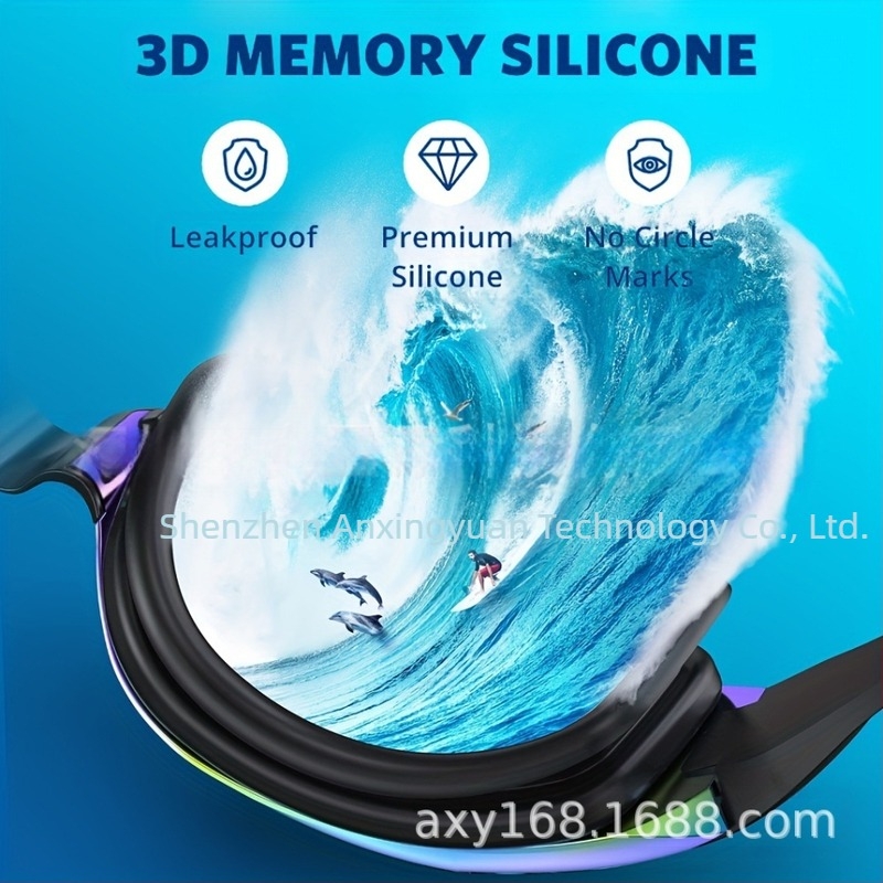 Prekogranične eksplozije, naočale za plivanje za odrasle, naočale za plivanje protiv zamagljivanja HD galvanizirajuće leće za muškarce i žene s čepićima za uši, kopčom za nos, izravno iz tvornice