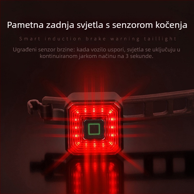 enlee biciklističko stražnje svjetlo kočnice pametno stražnje svjetlo punjenje LED vodootporno noćno svjetlo upozorenja oprema za vožnju