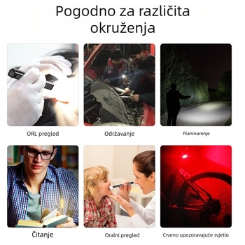 Nova prekogranična mini punjiva medicinska svjetiljka u obliku olovke s tri izvora svjetla, LED jakom svjetlošću, svjetiljkom za zjenice