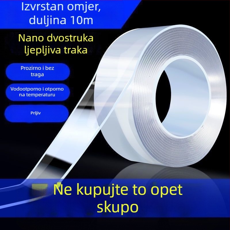 Akrilna prozirna dvostrana traka, bez tragova, otpornost na visoke temperature, visoka prozirnost, visoka viskoznost, jaka vodootpornost, veleprodaja nano traka bez tragova