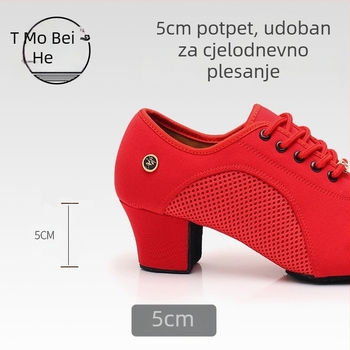 Cipele za latino ples za odrasle žene, cipele s mekim potplatom i srednjom petom, Square Dance, Sailor Dance, moderne plesne cipele, prozračne i lagane