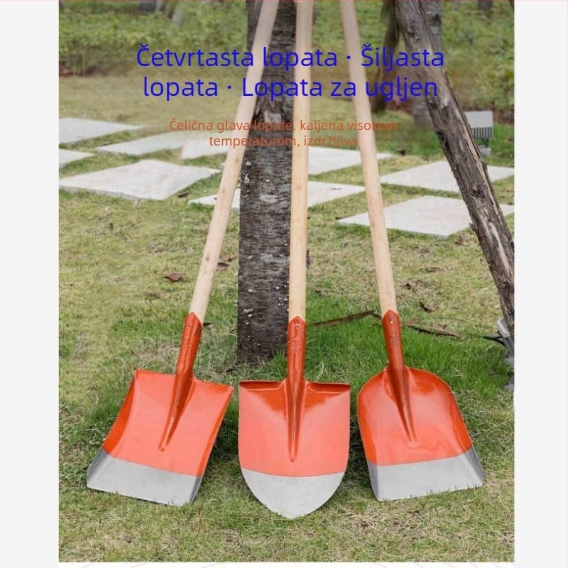 Poljoprivredna lopata od cijelog čelika, velika lopata od manganskog čelika, kvadratna lopata, šiljasta lopata, strana lopata, gradilište, most, vanjska šiljasta lopata za ugljen, vrtna lopata