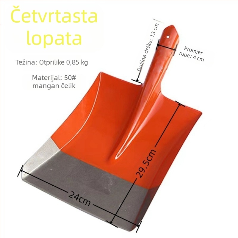 Poljoprivredna lopata od cijelog čelika, velika lopata od manganskog čelika, kvadratna lopata, šiljasta lopata, strana lopata, gradilište, most, vanjska šiljasta lopata za ugljen, vrtna lopata