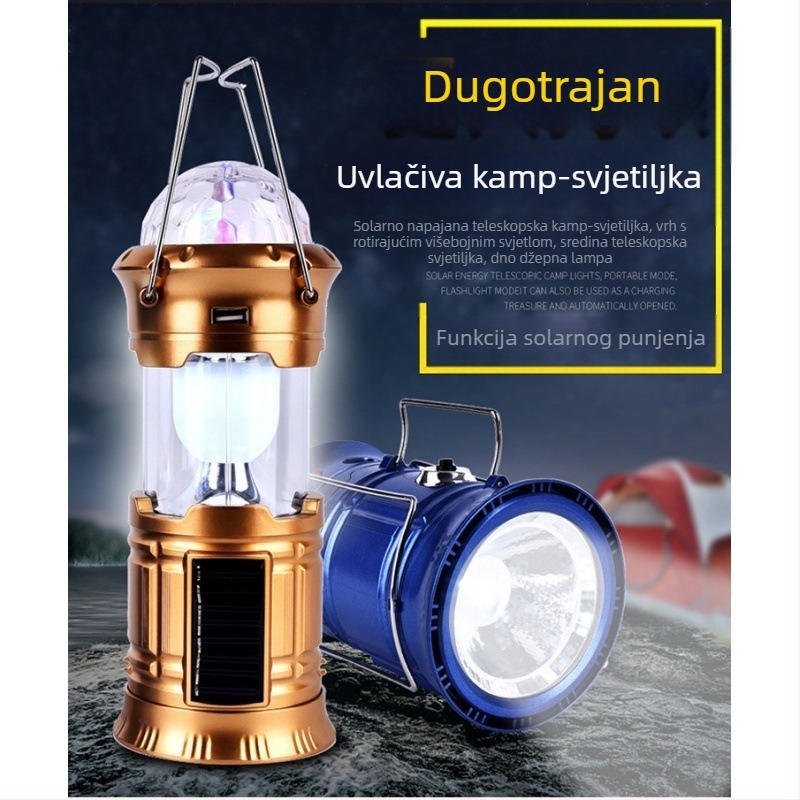 Prijenosna kamperska prijenosna zvjezdana fenjerna rotirajuća svjetiljka za pozornicu, punjiva kućna teleskopska kamperska svjetiljka za hitne slučajeve