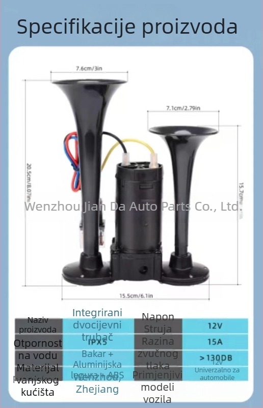 Jednodijelna električna truba 12v 24V super glasna 135 dB modificirana automobilska kamionska motociklistička univerzalna benzinska