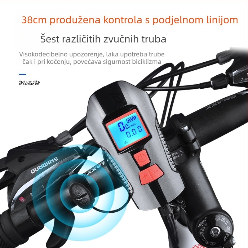 Mjerač koda, prikaz snage, USB punjiva svjetiljka za bicikl, mjerač koda, tri-u-jednom svjetlo za bicikl, truba