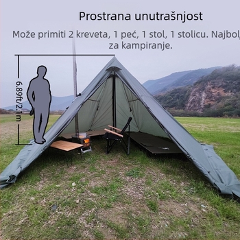 Vanjski kamping šesterokutni piramidalni šator indijski šator zaštita od sunca vodootporni šator s nadstrešnicom od spiralnog šatora oprema za kampiranje