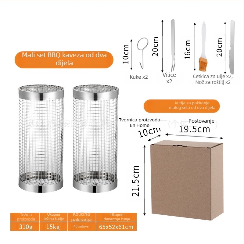 Amazon Rolling Barbecue Cage Supply Roštilj Cage Poboljšani vanjski roštilj od nehrđajućeg čelika za roštilj Alati za roštilj