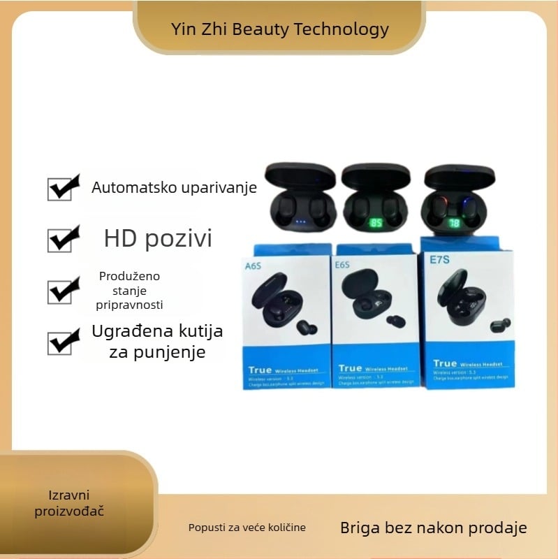 A6S prekogranične najprodavanije E6S E7S bežične Bluetooth slušalice za uši mini sportske poslovne stilove super dugog vijeka trajanja baterije