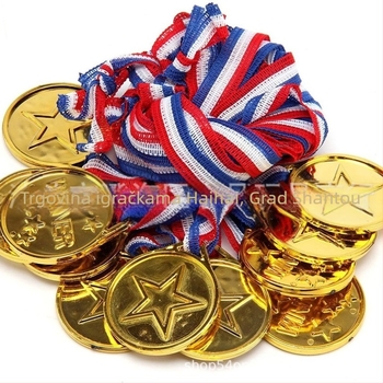 Prekogranična plastična zlatna medalja za igračke, dječja igračka za zabavu, dječja medalja s pet zvjezdica i sigurnosnom kopčom