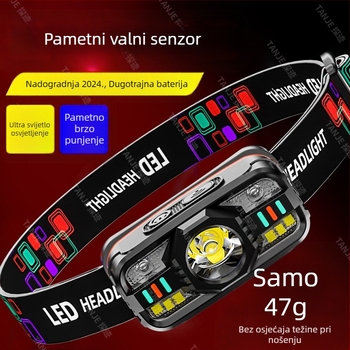 Prekogranična inteligentna indukcijska mala prednja svjetiljka, višenamjenska, višenamjenska, punjač za vanjsku svjetiljku, montiranu na glavu, noćnu ribolovnu svjetiljku na veliko