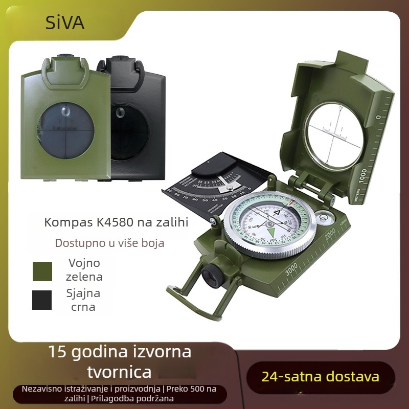 Proizvođač K4074 legirani kompas visokoprecizni višenamjenski svjetleći vanjski kompas za preživljavanje s mjeračem nagiba