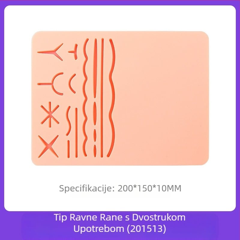 Modul za višestruko šivanje rana, silikonski, za vježbe, silikonski, za kirurške vježbe kože, model za ravnu ranu, dvojne namjene