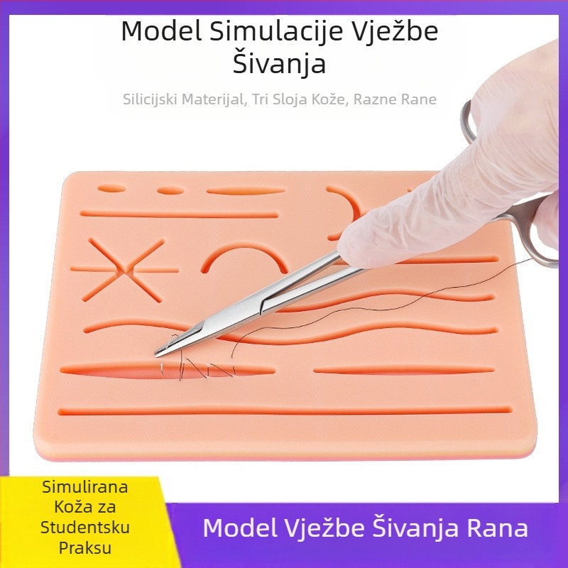 Modul za višestruko šivanje rana, silikonski, za vježbe, silikonski, za kirurške vježbe kože, model za ravnu ranu, dvojne namjene