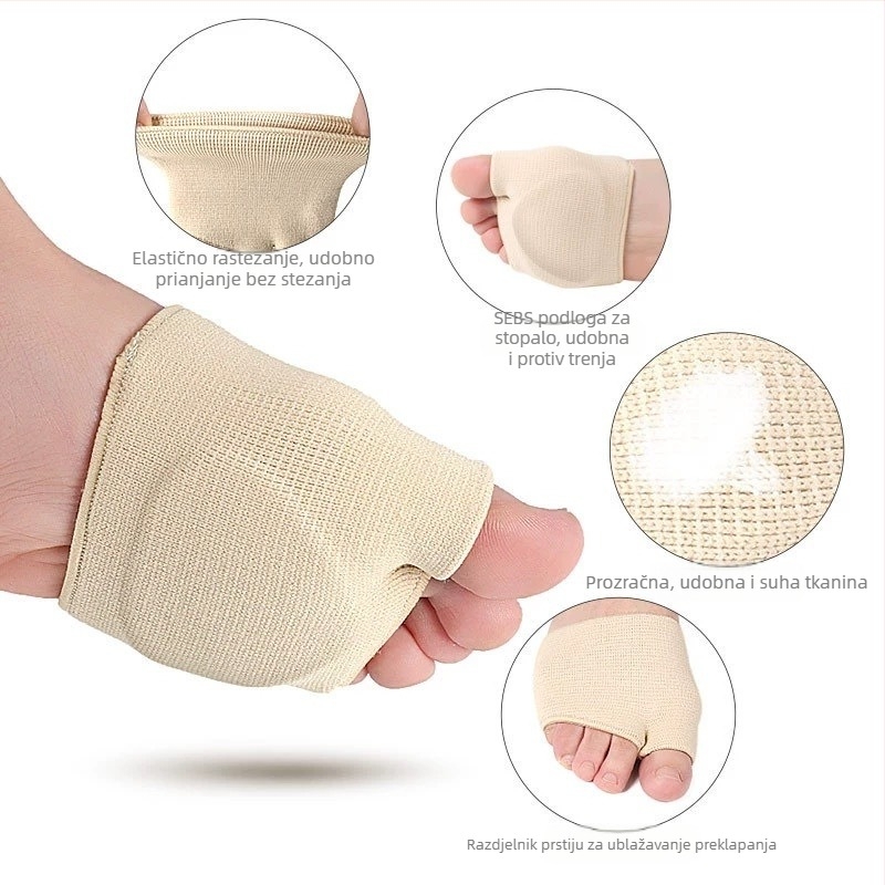 Navojni jastučić za prednji dio stopala, zadebljani košarkaški super mekani zaštitni pokrov za palac, protiv habanja, čahura za stopala upola veličine, jastučić za stopala, prozračni zaštitni pokrov za stopala