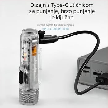 LED mini svjetiljka, upozorenje na daljinski udar, jako svjetlo, punjenje, privjesak za ključeve, prijenosna svjetiljka, vanjska svjetiljka s kopčom za kapu
