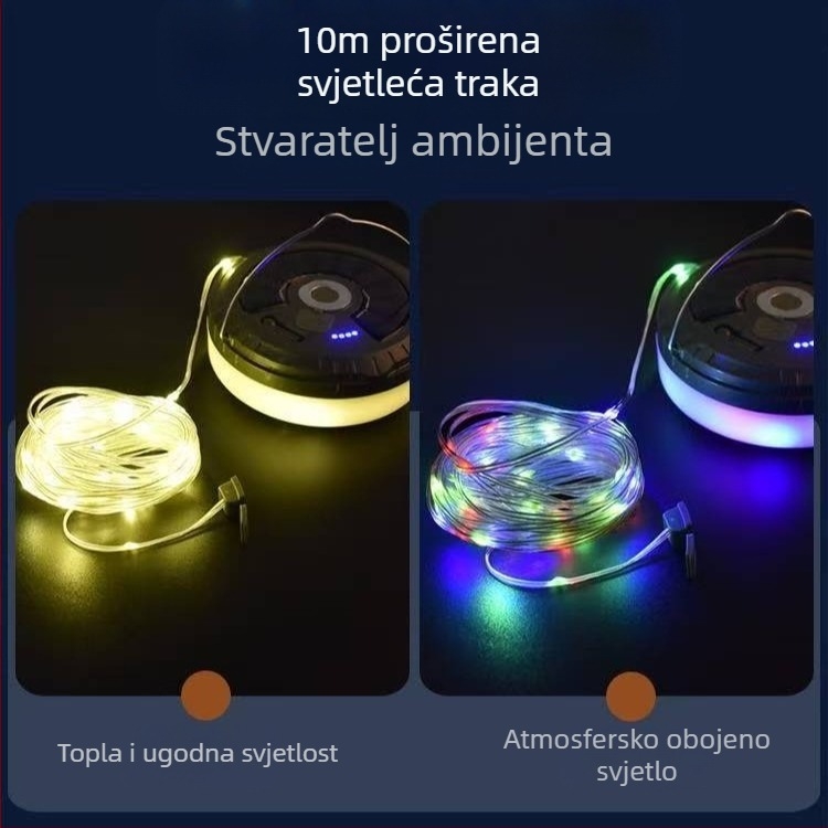 Prekogranična solarna LED kamperska svjetiljka, vanjska vodootporna trakasta svjetiljka, prijenosna kamperska svjetiljka za šator duge izdržljivosti
