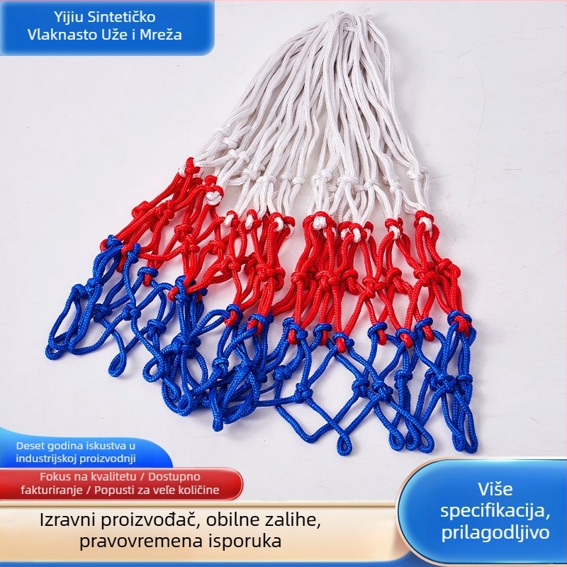 Mrežasti okvir za košarku od poliestera, podebljani standardni mrežasti okvir za košarku, proizvođači veleprodajnih dječjih mreža za košarku u tri boje