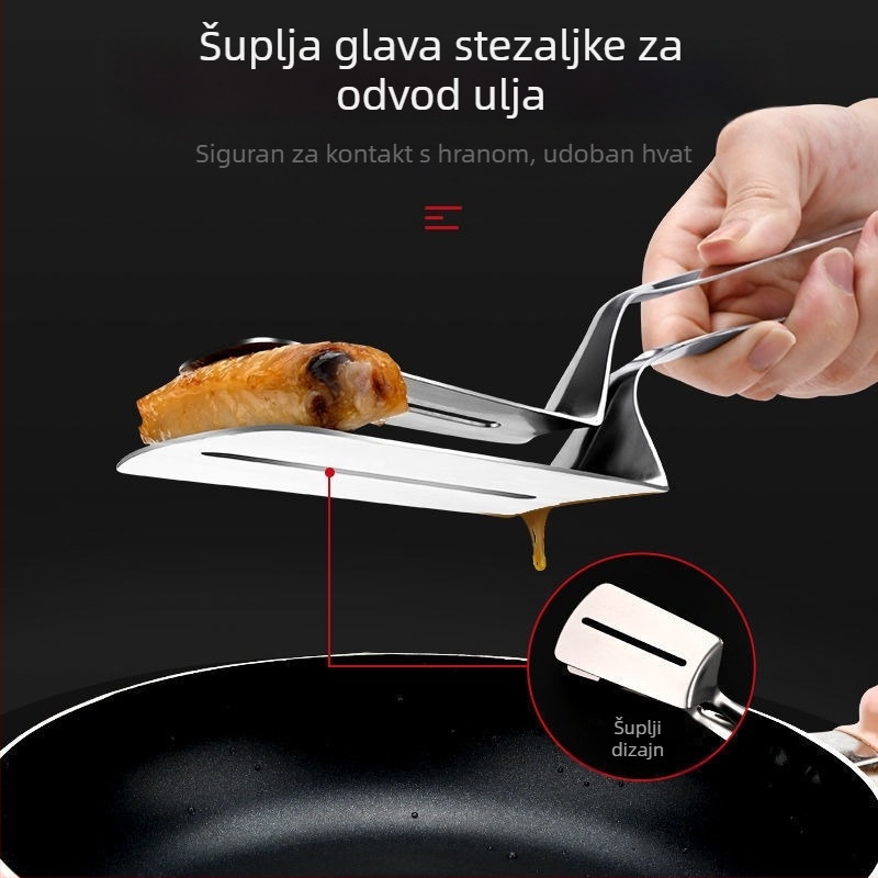 Nechuan 304 Lopata za prženje ribe od nehrđajućeg čelika, kućna lopata za prženje, kopča za lopatu za ribu, lopata za palačinke, lopata za odrezak, artefakt za prženje ribe