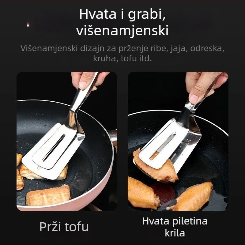 Nechuan 304 Lopata za prženje ribe od nehrđajućeg čelika, kućna lopata za prženje, kopča za lopatu za ribu, lopata za palačinke, lopata za odrezak, artefakt za prženje ribe