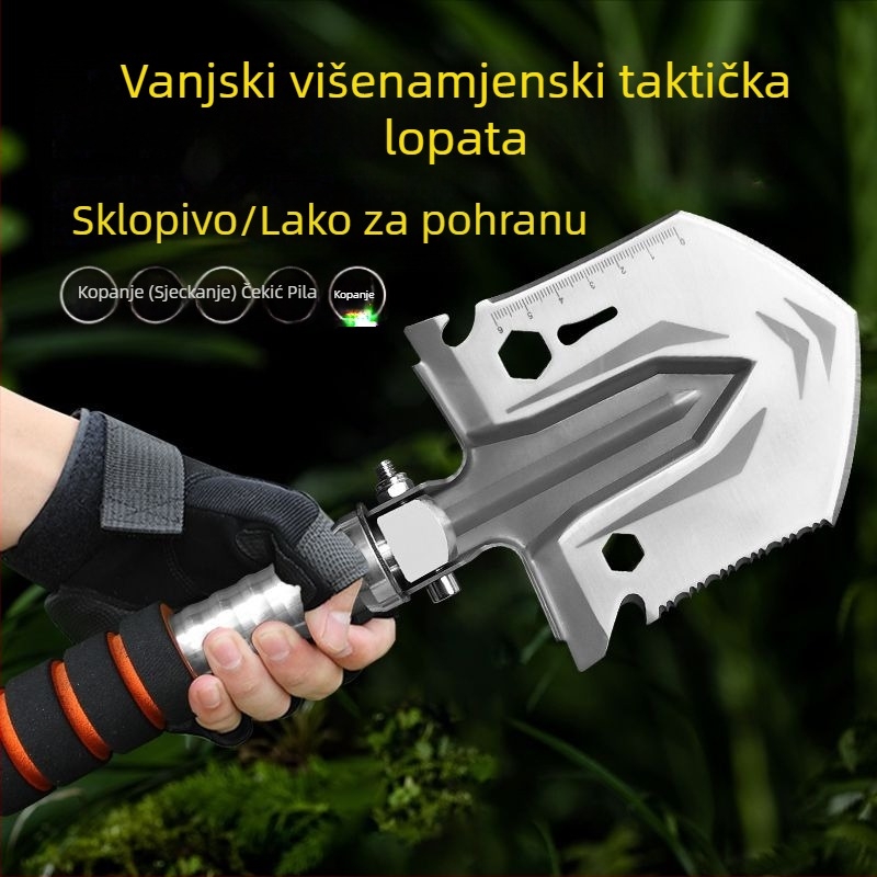 Mala spužva za vanjsku upotrebu, višenamjenska sklopiva manganov čelik, vojna lopata za kampiranje, planinarenje, divlji ribolov