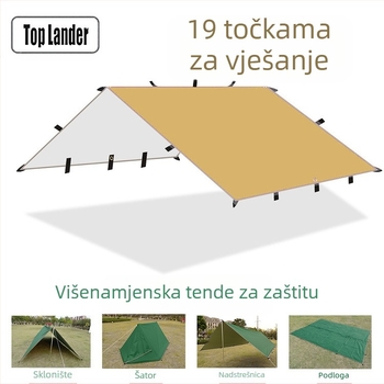 Vanjski kamping višenamjenski kvadratni šator s nadstrešnicom, otporan na kišu i sunce, srebrni premaz, tenda za kampiranje i roštilj