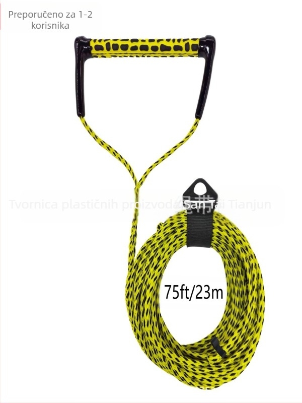 23 m uže za vodene sportove na surfanju, žuto i crno PP uže, trakcija za skijanje na vodi, vještine skijanja na vodi, prekogranična opskrba