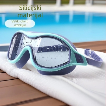 Naočale za plivanje visoke rezolucije s velikim okvirom, naočale za plivanje protiv zamagljivanja, oprema za plivanje od silikonskog materijala, torba za odrasle i mlade
