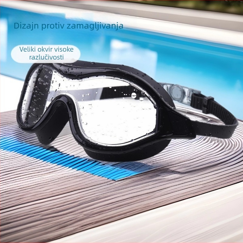 Naočale za plivanje visoke rezolucije s velikim okvirom, naočale za plivanje protiv zamagljivanja, oprema za plivanje od silikonskog materijala, torba za odrasle i mlade