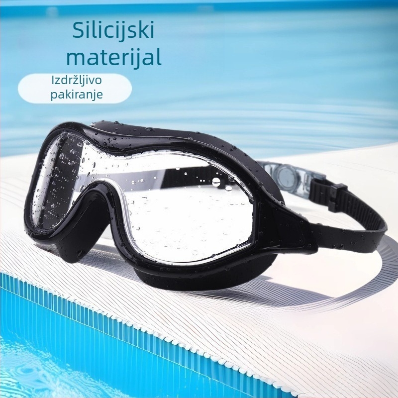 Naočale za plivanje visoke rezolucije s velikim okvirom, naočale za plivanje protiv zamagljivanja, oprema za plivanje od silikonskog materijala, torba za odrasle i mlade