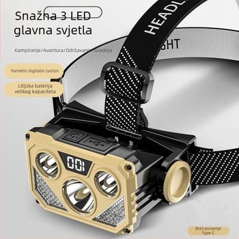 Nova noćna ribolovna pametna patrola za montažu na glavu, dugotrajna jaka svjetlost, visoka luminiscencija, vanjska mini punjiva LED čeona svjetiljka