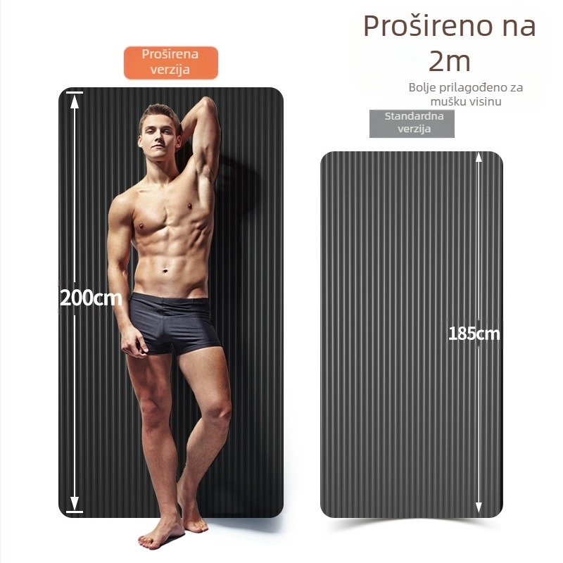 Muška prostirka za fitness za početnike, prostirka za jogu, zadebljana, proširena, duga, neklizajuća, sportska prostirka za jogu, neklizajuća za dom