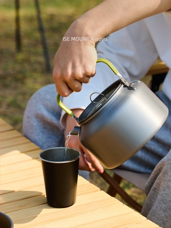 Vanjski čajnik od aluminijske legure, veliki kapacitet, prijenosni kamperski čajnik za kavu, ultra lagani putni čajnik 1,8 l