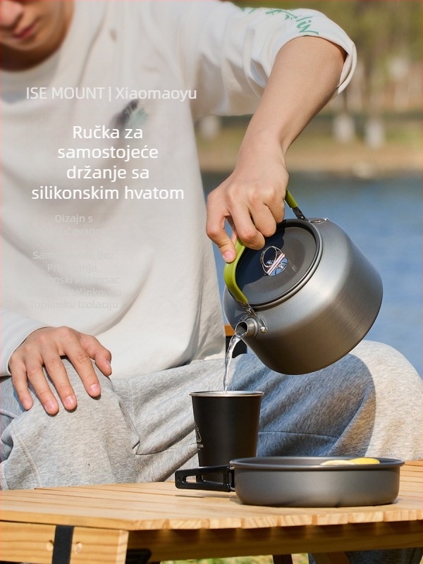 Vanjski čajnik od aluminijske legure, veliki kapacitet, prijenosni kamperski čajnik za kavu, ultra lagani putni čajnik 1,8 l