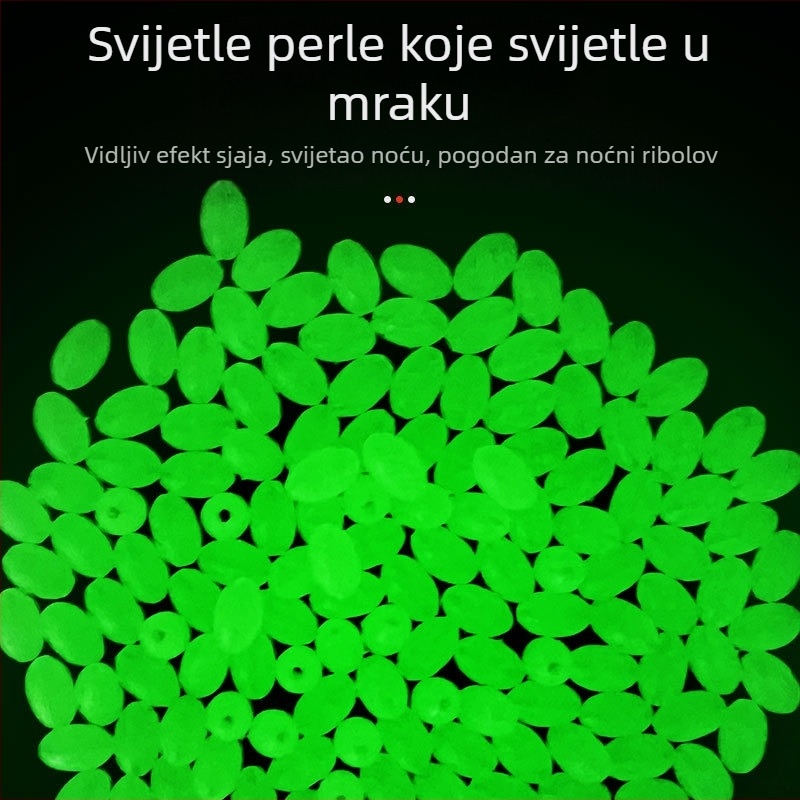 1000 kom. svjetlećih perli za ribolov, pribor za ribolov, Luya mamac, perla od mungo graha, ovalne plastične svjetleće perle