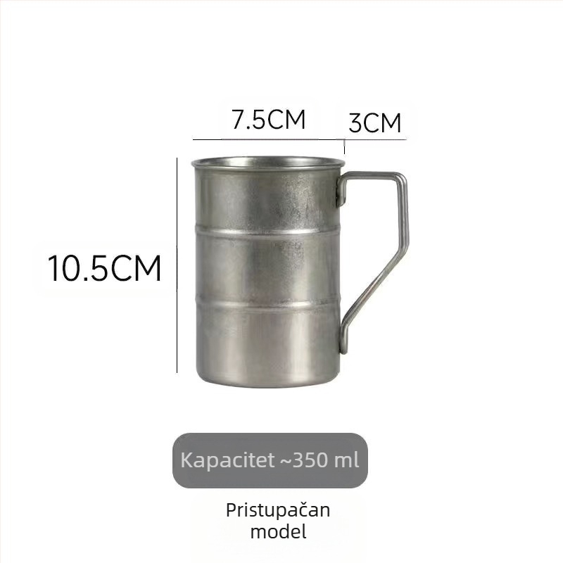 Retro industrijska čaša za pivo, šalica od nehrđajućeg čelika 304, kućna šalica za vodu, kreativna, za kampiranje na otvorenom, u nevolji
