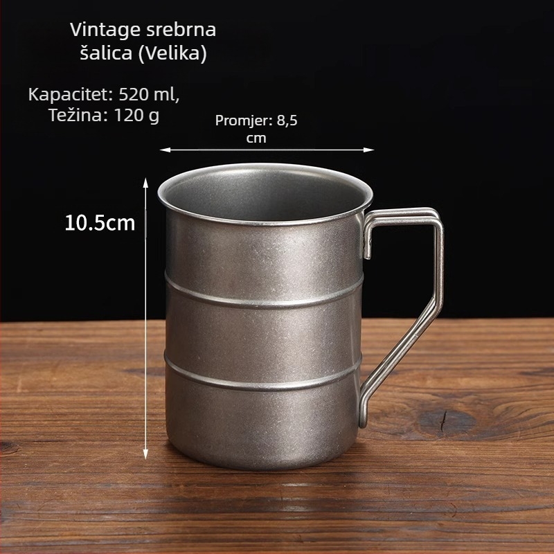 Retro industrijska čaša za pivo, šalica od nehrđajućeg čelika 304, kućna šalica za vodu, kreativna, za kampiranje na otvorenom, u nevolji