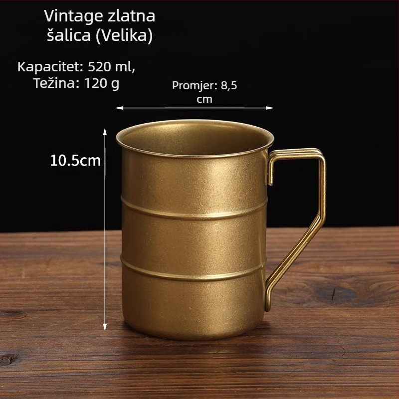 Retro industrijska čaša za pivo, šalica od nehrđajućeg čelika 304, kućna šalica za vodu, kreativna, za kampiranje na otvorenom, u nevolji