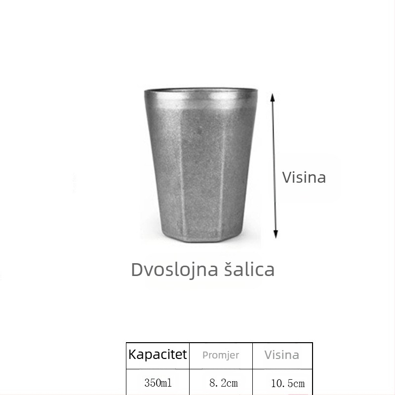 Retro industrijska čaša za pivo, šalica od nehrđajućeg čelika 304, kućna šalica za vodu, kreativna, za kampiranje na otvorenom, u nevolji