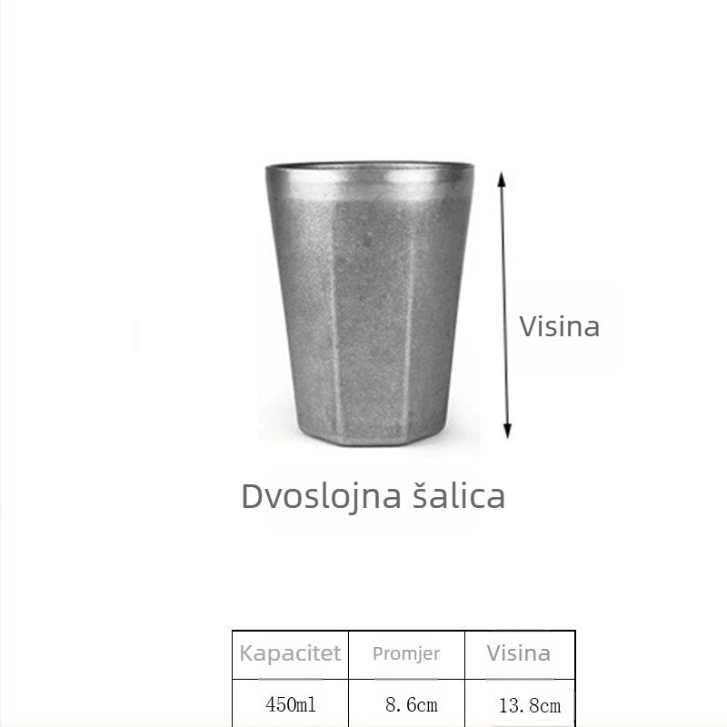 Retro industrijska čaša za pivo, šalica od nehrđajućeg čelika 304, kućna šalica za vodu, kreativna, za kampiranje na otvorenom, u nevolji
