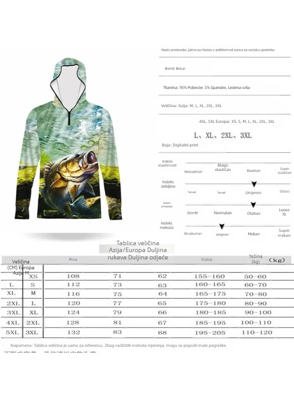 Muško odijelo za zaštitu od sunca s kapuljačom, dugim rukavima, prozračno, veće veličine, za muškarce, s printom od Amazona