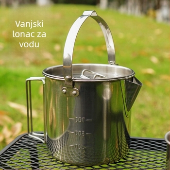 Vanjski kuhalo za vodu u stilu kampiranja, kuhalo za vodu za planinarenje, prijenosni čajnik za kavu, viseći lonac, pribor za kuhanje, lonac za piknik