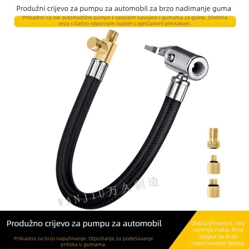 Automobilska zračna pumpa može se ispuhati, produžna cijev za brzi zrak, produžetak cijevi za zrak, bakrena ručka za zaključavanje, bez propuštanja zraka